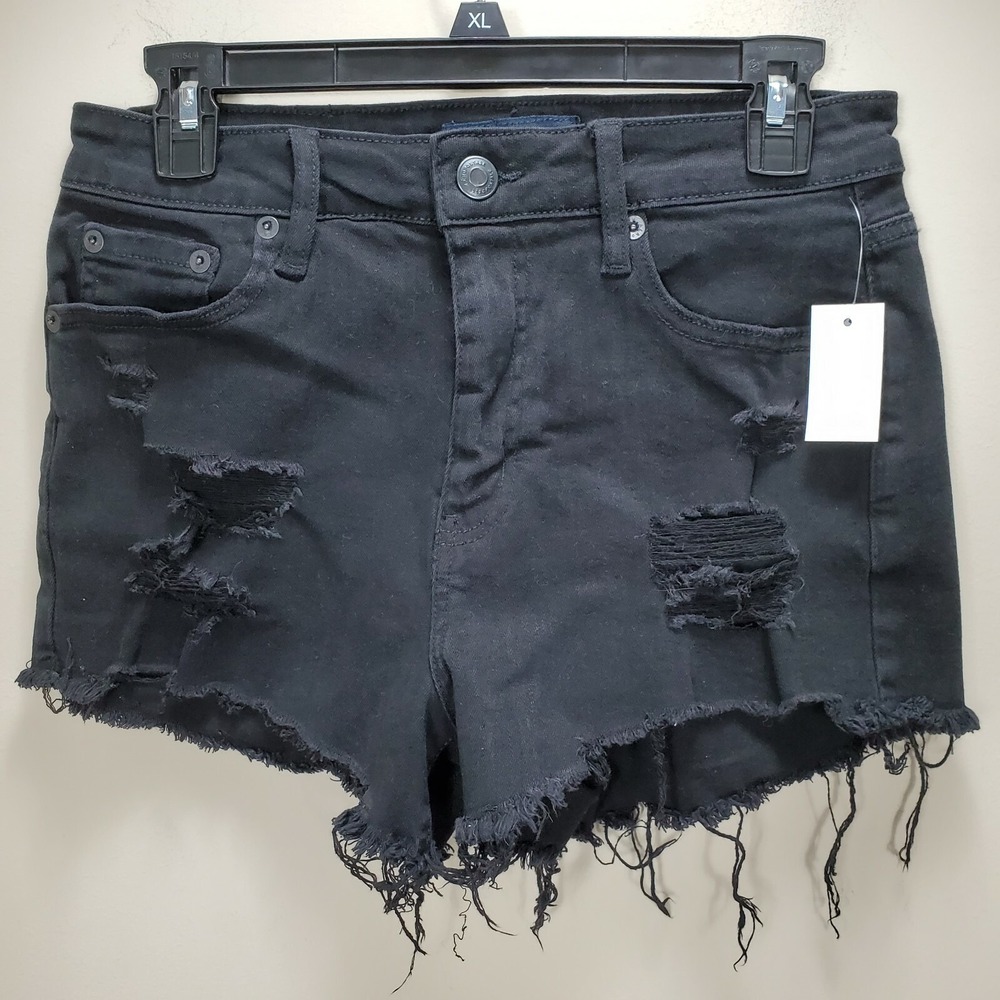 Aero Black Cut Off‎ Jean Shorts Womens 8 NWT Destroyed Womens Zip Fly